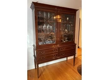 Beautiful Wooden Glass Front China Cabinet From Peru - Note Slight Damage In Picture