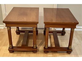Pair Of Gorgeous Custom Made Tropical Wood Side Tables