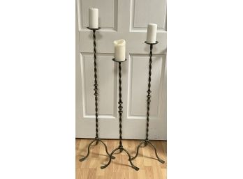 Lot Of 3 Floor Candle Holders