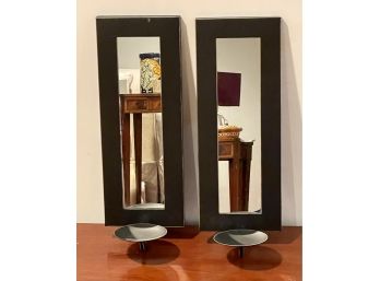 Pair Of Mirrored Metal Wall Sconces