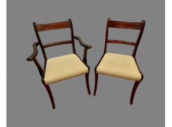 Lot Of 8 Dining Chairs - 2 Arm & 6 Non Arm