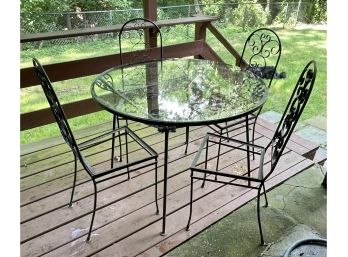 Iron And Glass Top Patio Set