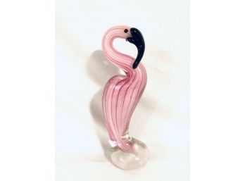 Fabulous Art Glass Pink Flamingo Figurine