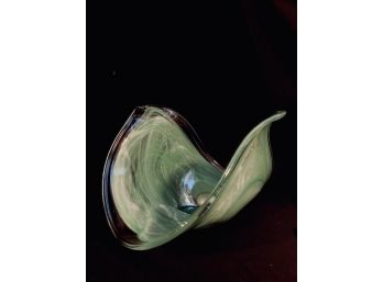 Murano Style Wave Art Glass Console Bowl