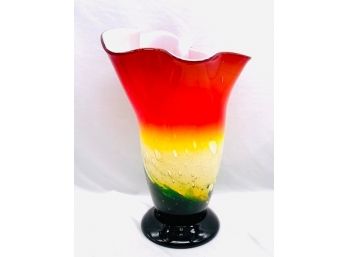 Amazing Sunburst Cased Art Glass Vase