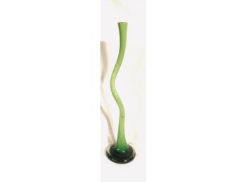 Incredible Ombre Green Corkscrew Art Glass Bud Vase