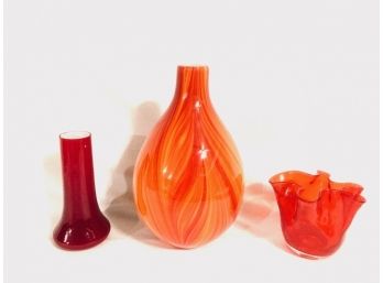 Red Hot Art Glass Trio