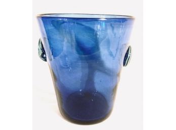 Fantastic Hand-Blown Cobalt Blue Art Glass Ice Bucket