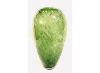 Unique Upside-down Tear Shaped Green Art Glass Vase
