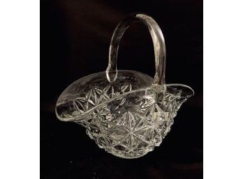 Vintage Large Clear Glass Art Glass Basket
