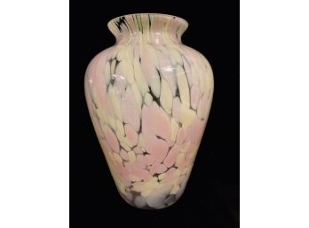Sensational Large Murano Style Pastel Splatter Art Glass Vase