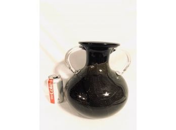 Exquisite Italian Hand-Blown Art Glass Dual Handle Jug Style Vase