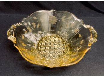Martha Washington Etched Patterned Dual Handled Serving Bowl By Standard Lancaster Glass