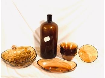 Vintage Amber Glass Grouping (10pcs)