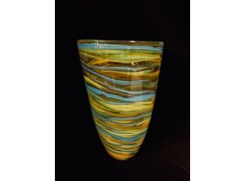 Bold Multicolor End Of Days Style Art Glass Vase