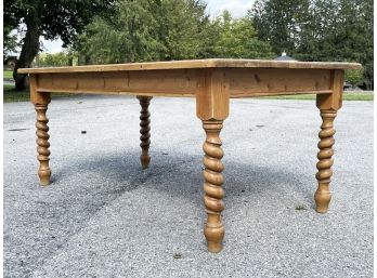 A Bespoke Reclaimed Pine Turned Leg Farm Table