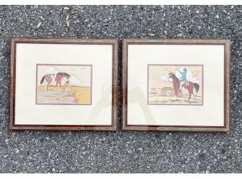 A Pair Of Native American Watercolors By Thun Povi