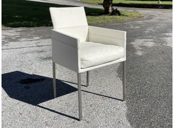 A Modern Leather And Chrome Arm Chair, Marked: KFF Made In Germany