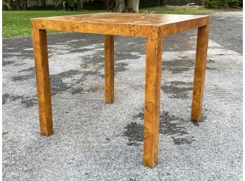 A Vintage Modern Burl Wood Parsons Table By John Stuart