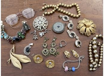 Vintage Jewelry Assortment - Sterling Earrings, Some Gold And More