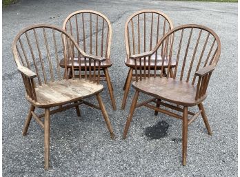 A Set Of 4 Vintage Oak Windsor Chairs By Nichols & Stone