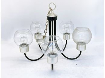 A Vintage Modern Chrome Accented Chandelier