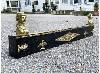 A Vintage Brass And Tin French Fireplace Fender