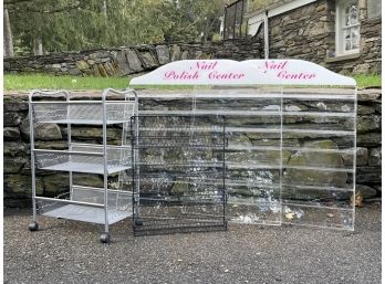 Lucite Display/Curio Cases And A Metal Rack