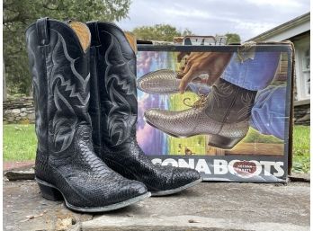 A Pair Of Vintage Nocona Snakeskin And Leather Men's Boots