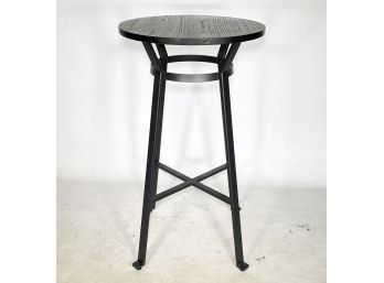 A Modern Hardwood And Wrought Iron Highboy Bar Table