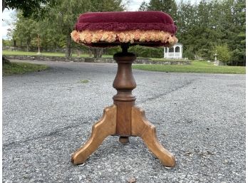 A Velvet Covered Piano Stool