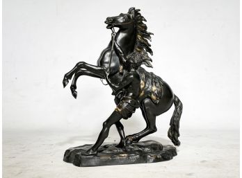 A Late 19th Cenutury Bronze Cast On Mount, 'Cheval De Marly' After Guillaume Coustou