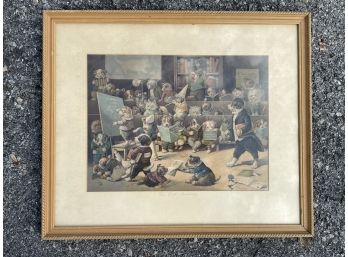 A Vintage Hand Colored Print 'The Dogs Academy'