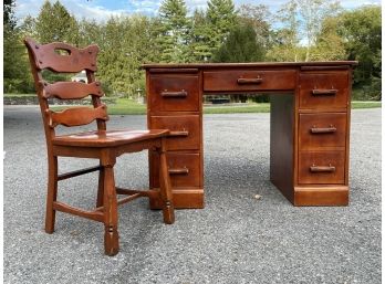 A Vintage Maple Desk And Chair By J.B. VanSciver Co.