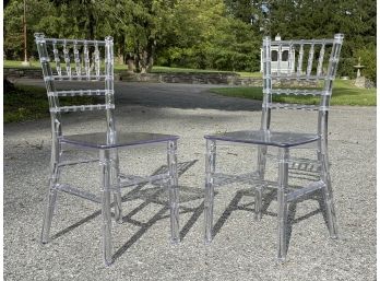 A Pair Of Vintage Child Size 'Ghost' Style Lucite Chairs