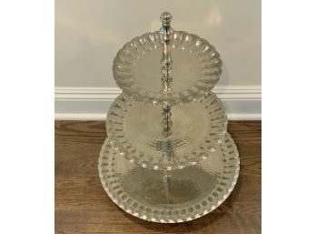 3 Tiered Hammered Metal  Tray ~ Made In India ~