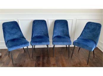 4 Blue Velvet Pier I  Chairs