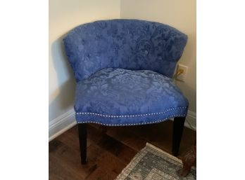 Blue  Raised Velvet Side Chair W/silver Stud Accents