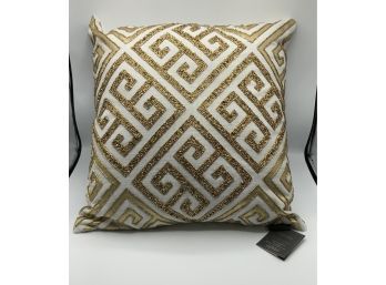 New Locourte Decorative Gold Beaded Geometric Throw Pillow