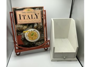 Italy Cookbook W/stand & Wood Cookbook Holder