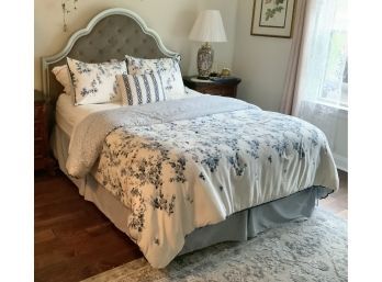 Gorgeous Pier One Upholstered Queen  Headboard ~ Complete With Bed Ensemble ~