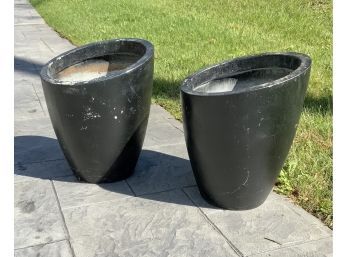 2 Crate & Barrel Large Slant Planters