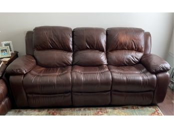 Brown Leather Couch W/Double Recliners