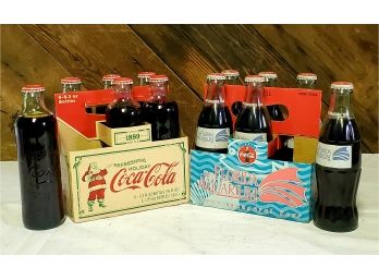 Two Vintage New Old Stock Coca Cola 6 Packs - Florida Aquarium & Holiday Circa 1899 Limited Edition