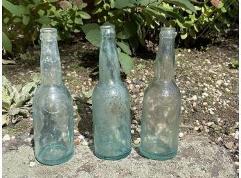 Three Antique, Early 1900's Embossed Blue-jacob Ruppert Brewery New York Beer Bottles