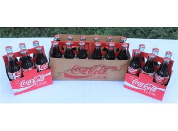 Four Vintage Coca Cola Classic Full Clear Bottle Six Packs