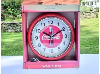 New Old Stock Coca Cola Brand Round Battery Operated Wall Clock