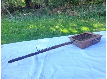 Antique Wood Handled Metal Popcorn Popper