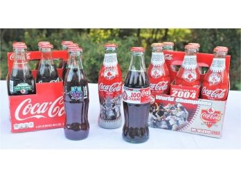 New Old Stock Coke Brand Coca Cola MLB Boston Red Sox Six Packs & Single Bottles - All Full