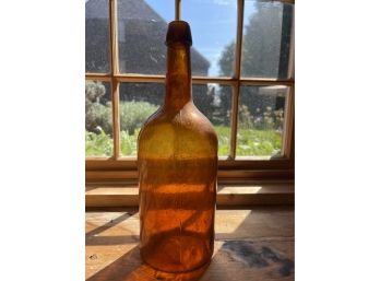 Antique Large Hand Blown- Brown / Amber Embalming Fluid / Apothecary Bottle-Lot 4-